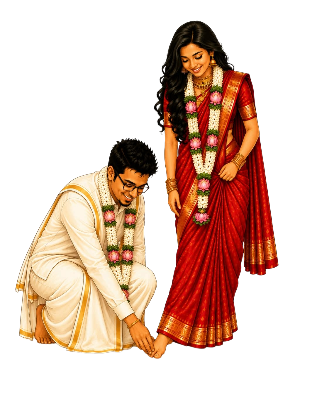 The couple during the Saptapadi ritual
