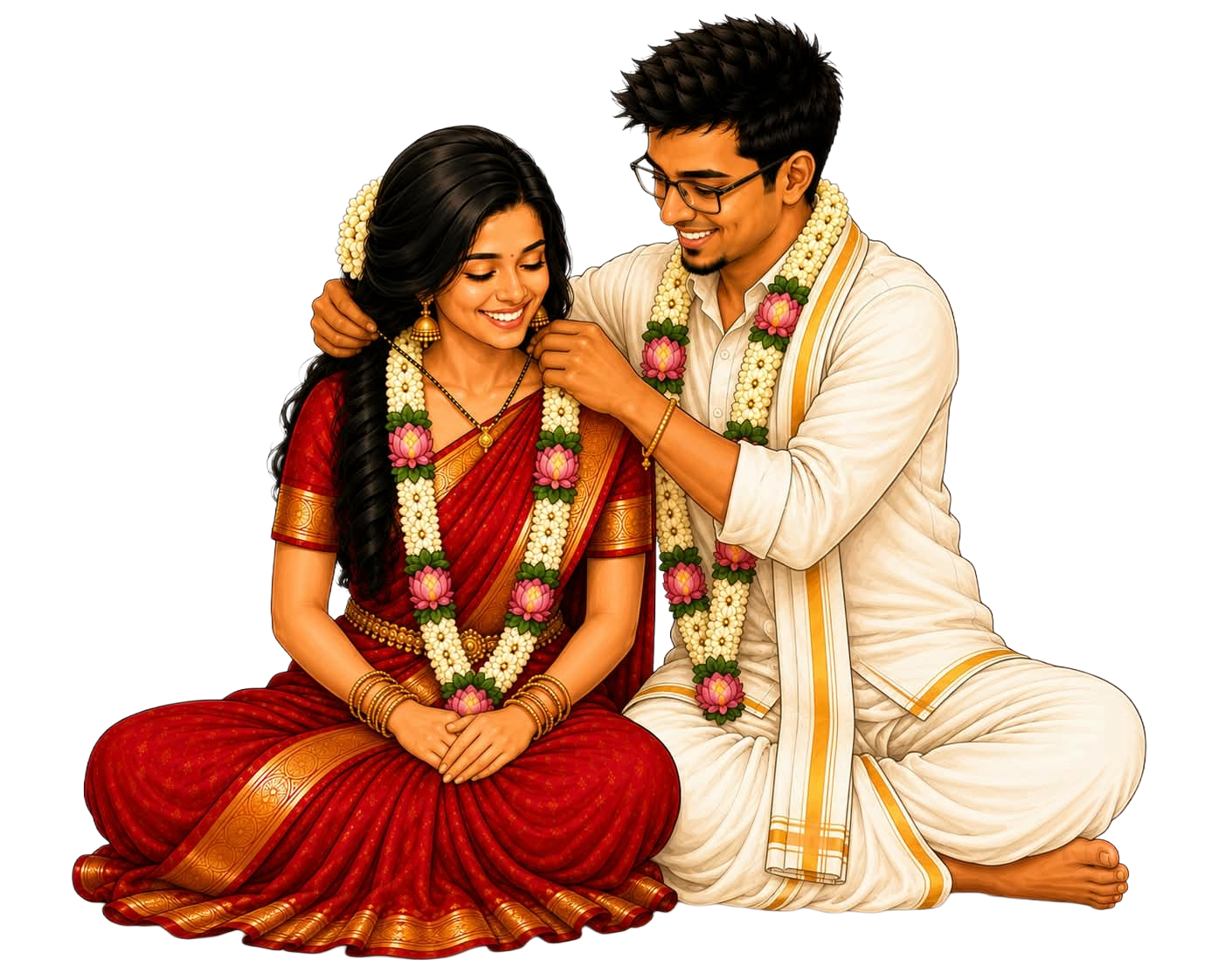 The groom tying the mangalsutra at Muhurtham